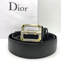【美品】クリスチャンディオール ベルト ロゴ金具 シルバー レザー