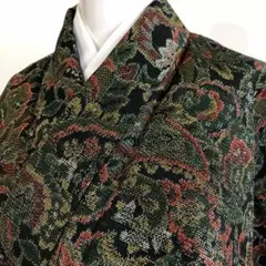【着】8828u 着物 紬 しつけ付き 洋風 花文様