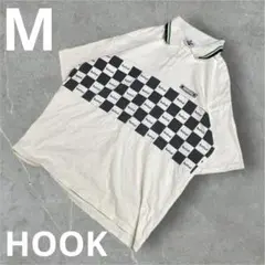 『HOOK』ポロシャツ　チェック　ホワイト　モノトーン　ユニセックス
