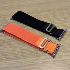 Apple Watch用オレンジ・黒ナイロンバンド