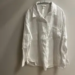 リネン ホワイト 長袖シャツ L