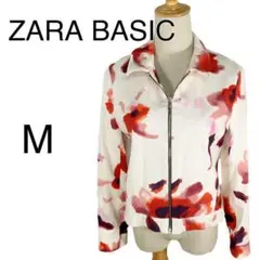 ZARA BASIC ジャケット フラワー柄 オフホワイト地 M