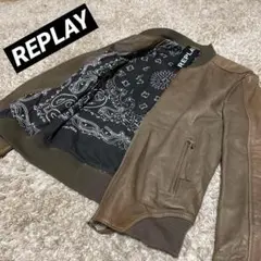 REPLAY✨リプレイ レザー ライダース ジャケット ベージュ 羊革XS