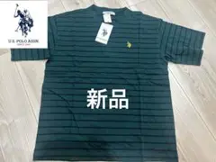 U.S. POLO ASSN. ダークグリーン ストライプ Tシャツ Lサイズ