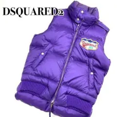 希少『DSQUARED2』ダウンベスト ロゴパッチ パープル ダウン高級
