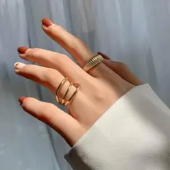 b☆安心のメルカリ便☆韓国☆2個セット☆ペアリング ☆ ゴールド ☆ リング ☆