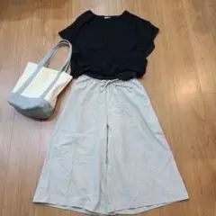 夏コーデ　まとめ売り　シフォンブラウス　グレーガウチョパンツ