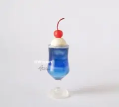 1/12 ミニチュア クリームソーダ 青 ドールハウス スイーツ 食品サンプル