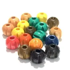 No.1801 ◆木のカラフルデザインカットビーズ◆ 木18個セット