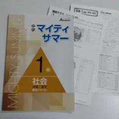 中1社会 中学マイティサマー 地理/歴史 夏期テキスト 未使用品 送料無料！