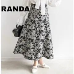 【 RANDA 】 フラワージャガードフレアスカート　ブラック　花柄