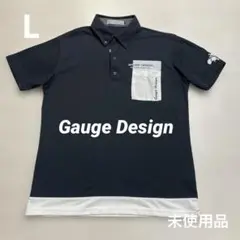未使用品 ゲージデザイン メンズ ゴルフ ポロシャツ 黒 サイズL