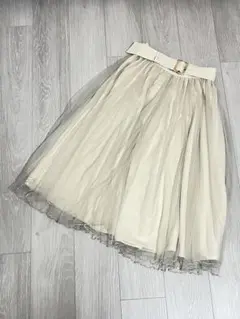 アンミール♡AnMILLE♡クロスニット✖︎シフォンSKチュールスカートセット anmille チュールチェックsk スカート アンミール ブラック