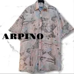 世界地図タグ シルク100% ARPINO EU古着 総柄