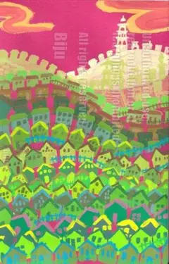 原画【夕焼けの街波2】街並＝街波