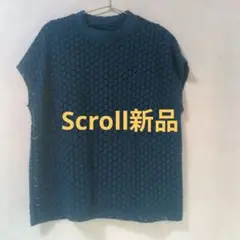 レディースカットソー新品 スクロールカットソー　Scroll ネイビーカットソー
