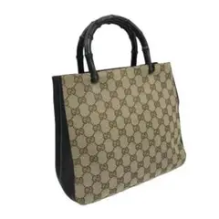 GUCCI グッチ 極美品 バンブー GG キャンバス レザー トート バッグ