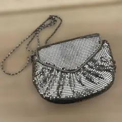 ヴィンテージ　シルバー メタリック クラッチバッグ