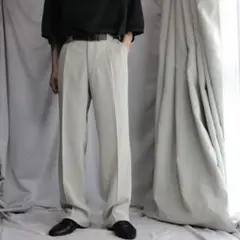 90s　くすみホワイト　とろみ　ワイドスラックス　W31