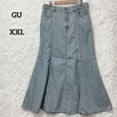GU ジーユー ライトデニムフレアマキシスカート　　XXL ライトブルー