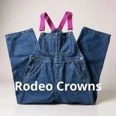 RODEO CROWNS デニム ポイントカラー ピンク オーバーオール M