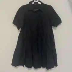 ZARA ワンピース　黒　ブラック　半袖　フレアワンピース
