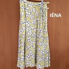 IÉNA フラワープリント リボン付き フレアスカート