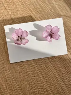 本物桜のピアス3 ハンドメイド