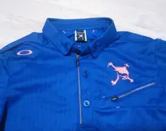 Oakley 青 ポロシャツ ジッパーポケット付き　L
