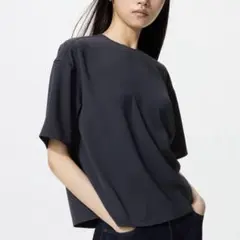 UNIQLO ドレープTブラウス ネイビー