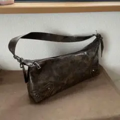 ブラウン合成皮革ショルダーバッグ