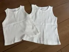 ホワイトリブ編みタンクトップ2枚セット