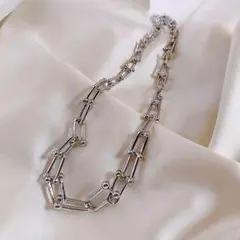 m56 新作☆お洒落 円形 シルバー ネックレス☆ファッション♡男女兼用 89