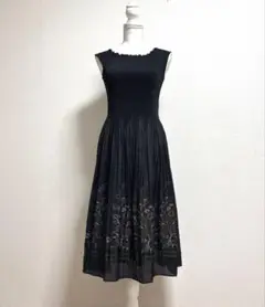 ハーモニカ　日本製　シャーリング　ジャガードワンピース　美品