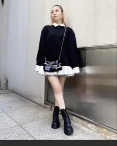 【匿名配送】Narcissus フリルボンディングワンピ　FREE