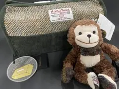 ハリスツイードティッシュBOX専用カバー サルぬいぐるみセット