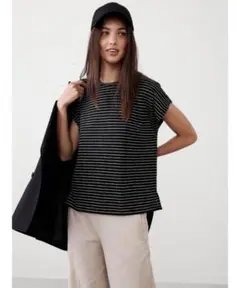 美品　バナナリパプリック　リネンブレンド　Tシャツ　ノースリーブ　黒　M