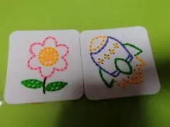 花とロケットのフェルト刺繍作品