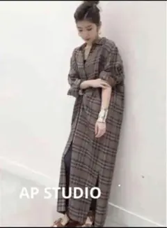 新品 AP Studio SCENTOFロングリネンシャツワンピース　Fベージュ Newリネンミックスフレアワンピース（ワンピース）｜AP STUDIO