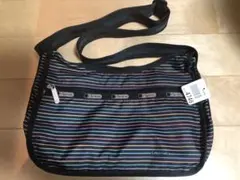 レスポートサック ショルダーバッグ ブラック ライン ボーダー　美品