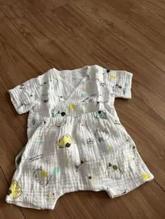 ガーゼ総柄プリントカシュクールスーツ