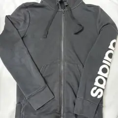 値下げ　adidas ブラック ジップアップパーカー L