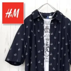 ★人気のH&M ♪★鳥の総柄がカワイイ♪★濃紺 綿100%★安心の匿名配送♪★