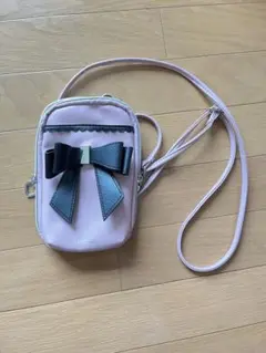 ノエミー　リボン付きピンクスマホショルダーバッグ