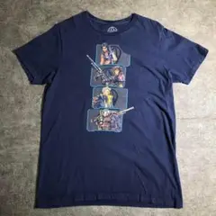 キャラクタープリントTシャツ　インポート　紺　古着　ZSM2