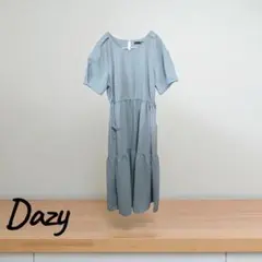 Dazy水色 カットソーロングワンピース 半袖ティアードsizeXLライトブルー