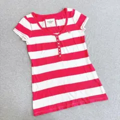 アバクロンビーアンドフィッチ　半袖カットソー　Tシャツ　S ボーダー　ピンク