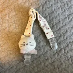【美品】ジェラートピケ 猫の顔付きベビー用ストラップ
