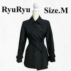 Ryu Ryu リュリュ 【M】トレンチコート ミドル丈 カッコ良い 無地 黒