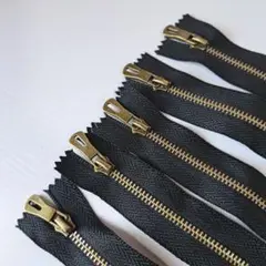 ブラックファスナー5本セット アンティークジッパー付き